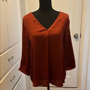 GAP Factory Women's V-Neck Long Sleeve Blouse - Rust
